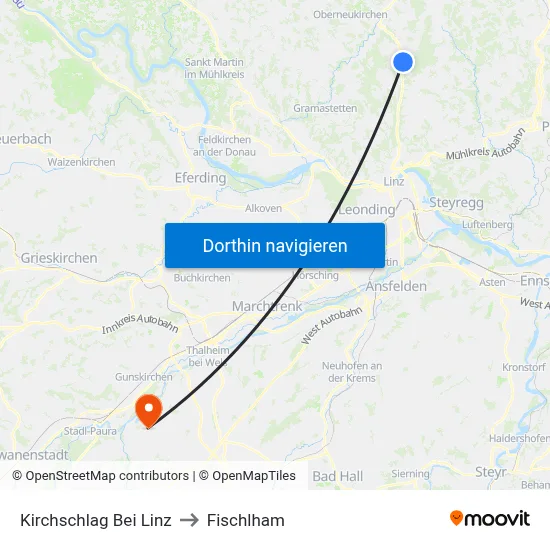 Kirchschlag Bei Linz to Fischlham map