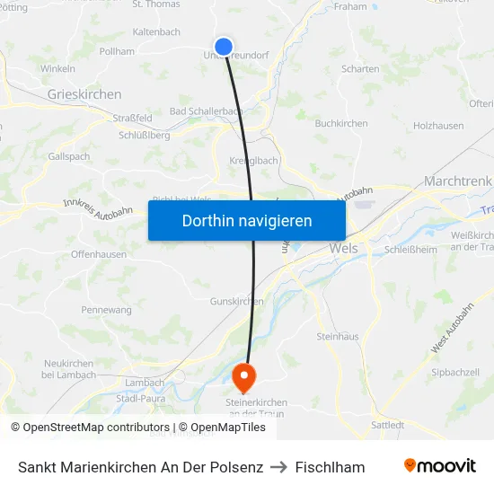Sankt Marienkirchen An Der Polsenz to Fischlham map