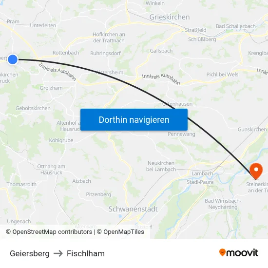 Geiersberg to Fischlham map