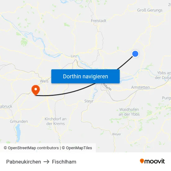 Pabneukirchen to Fischlham map