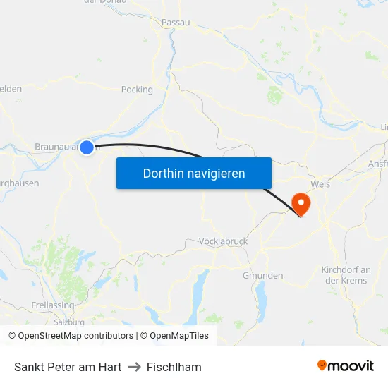 Sankt Peter am Hart to Fischlham map