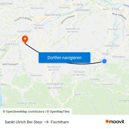 Sankt Ulrich Bei Steyr to Fischlham map