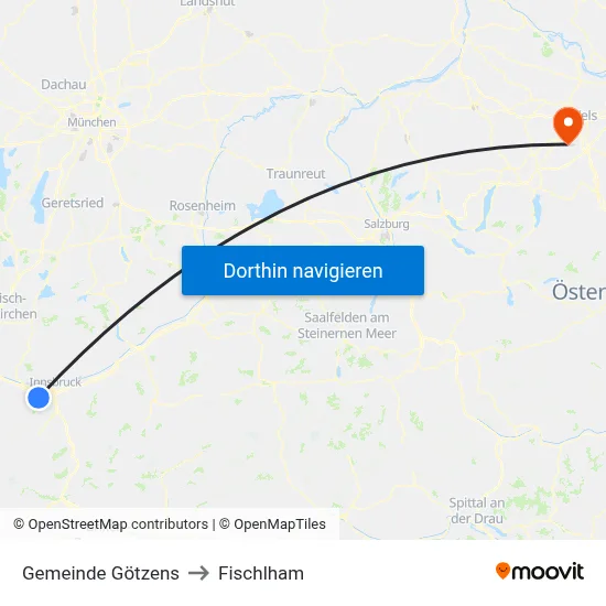 Gemeinde Götzens to Fischlham map