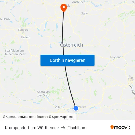 Krumpendorf am Wörthersee to Fischlham map