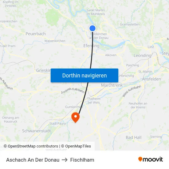 Aschach An Der Donau to Fischlham map