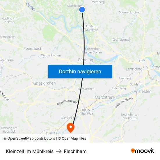 Kleinzell Im Mühlkreis to Fischlham map