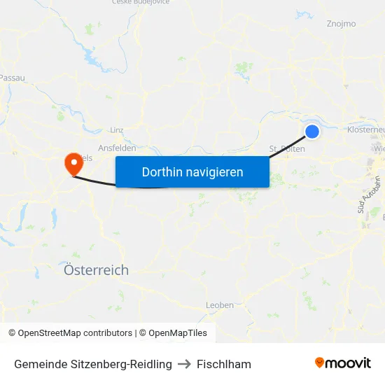 Gemeinde Sitzenberg-Reidling to Fischlham map