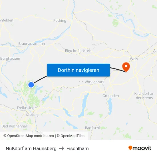 Nußdorf am Haunsberg to Fischlham map