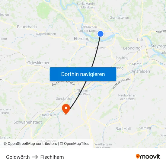 Goldwörth to Fischlham map