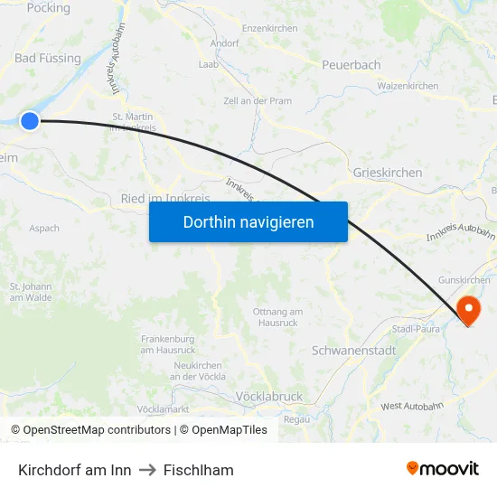 Kirchdorf am Inn to Fischlham map