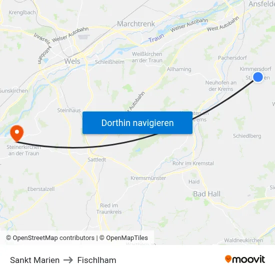 Sankt Marien to Fischlham map