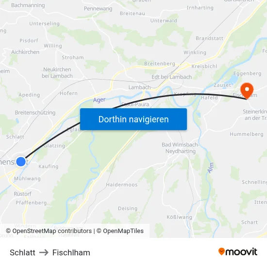 Schlatt to Fischlham map