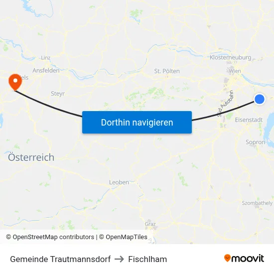 Gemeinde Trautmannsdorf to Fischlham map