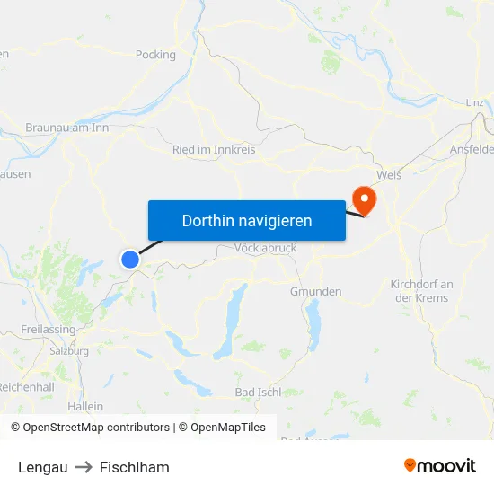 Lengau to Fischlham map