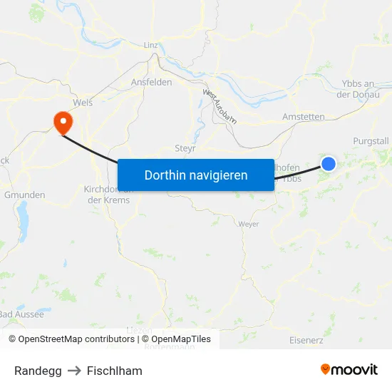 Randegg to Fischlham map