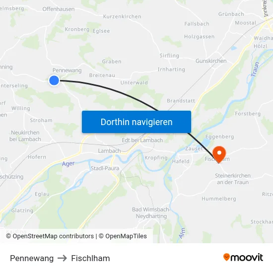 Pennewang to Fischlham map