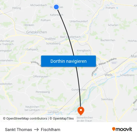 Sankt Thomas to Fischlham map