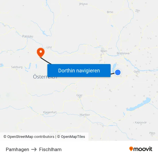 Pamhagen to Fischlham map