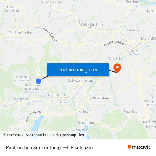 Puchkirchen am Trattberg to Fischlham map