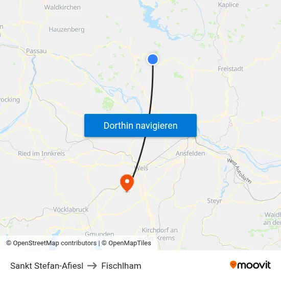 Sankt Stefan-Afiesl to Fischlham map