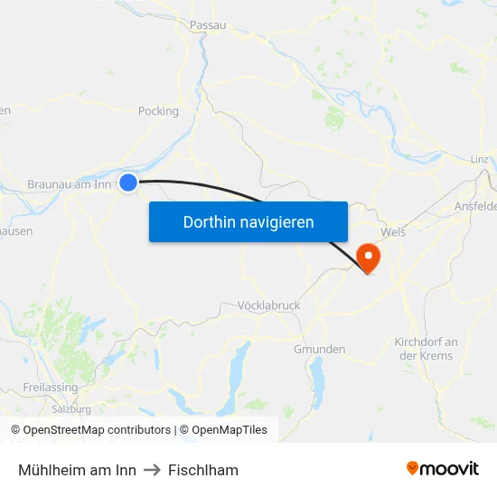 Mühlheim am Inn to Fischlham map
