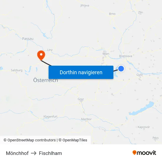 Mönchhof to Fischlham map