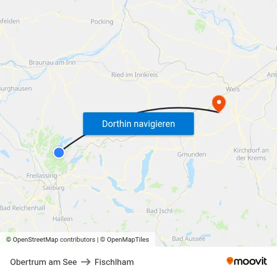 Obertrum am See to Fischlham map