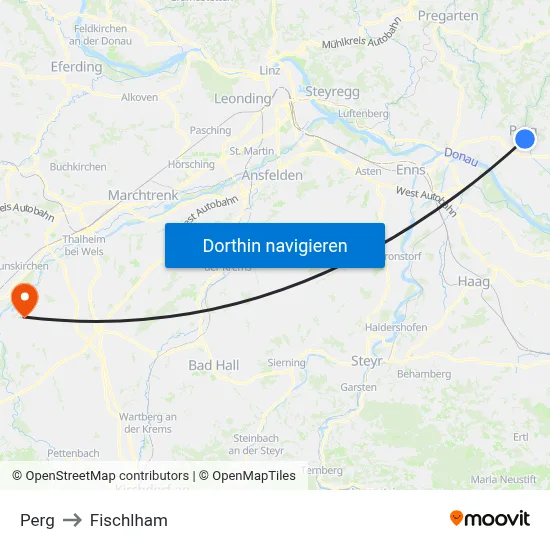 Perg to Fischlham map