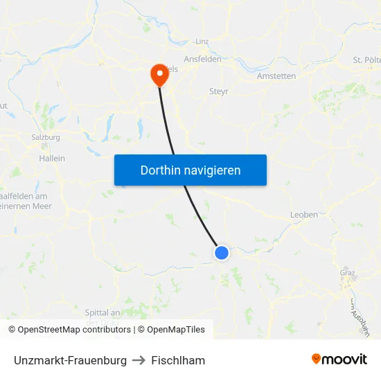Unzmarkt-Frauenburg to Fischlham map