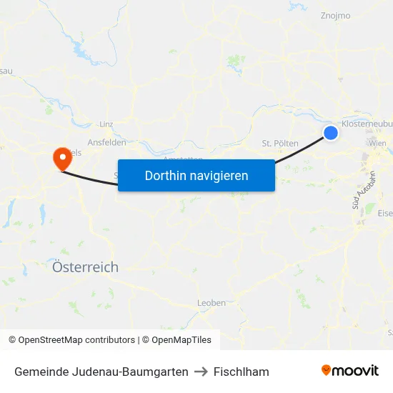 Gemeinde Judenau-Baumgarten to Fischlham map
