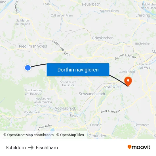 Schildorn to Fischlham map