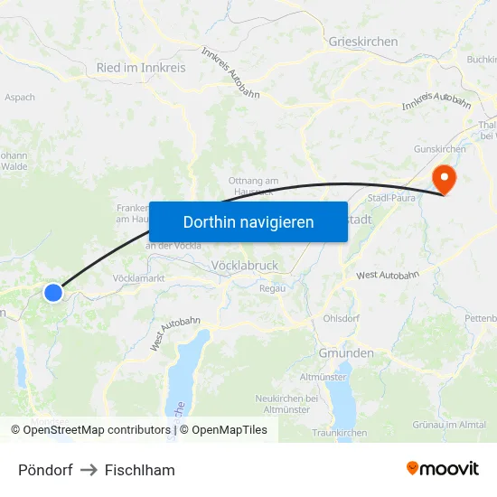 Pöndorf to Fischlham map