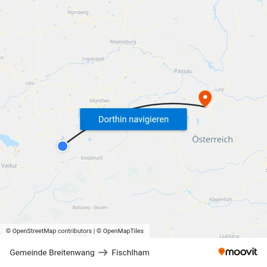 Gemeinde Breitenwang to Fischlham map