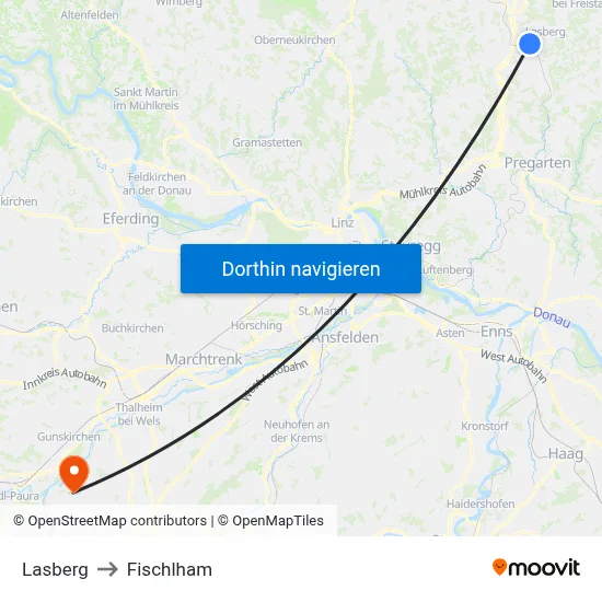 Lasberg to Fischlham map