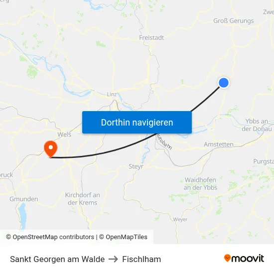 Sankt Georgen am Walde to Fischlham map