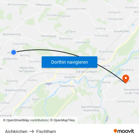 Aichkirchen to Fischlham map