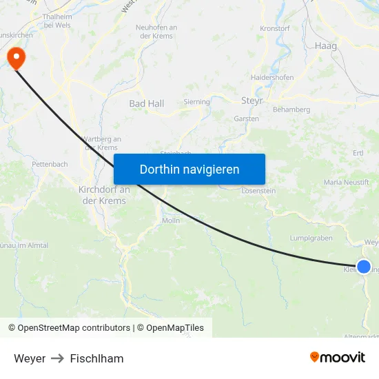 Weyer to Fischlham map