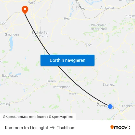 Kammern Im Liesingtal to Fischlham map