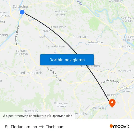 St. Florian am Inn to Fischlham map