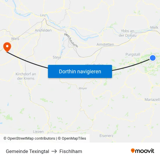 Gemeinde Texingtal to Fischlham map