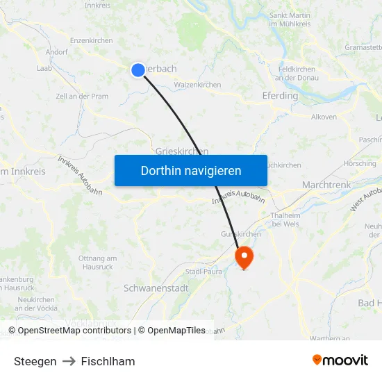 Steegen to Fischlham map