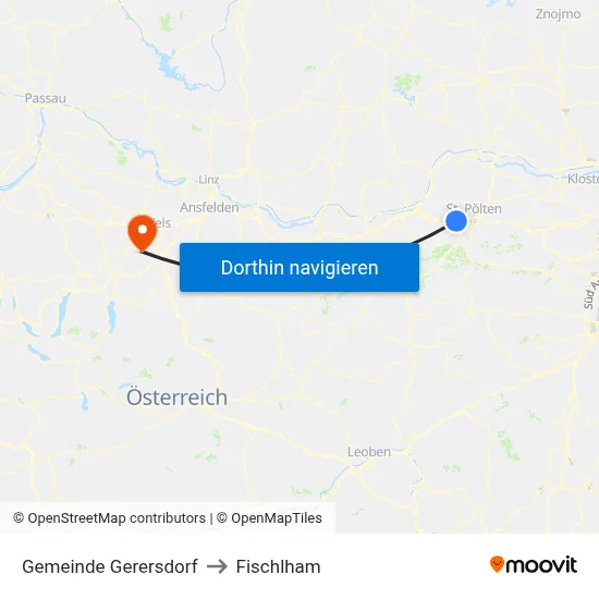 Gemeinde Gerersdorf to Fischlham map