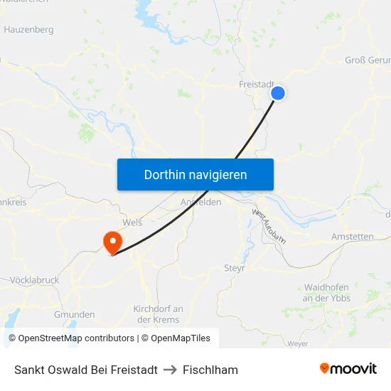 Sankt Oswald Bei Freistadt to Fischlham map