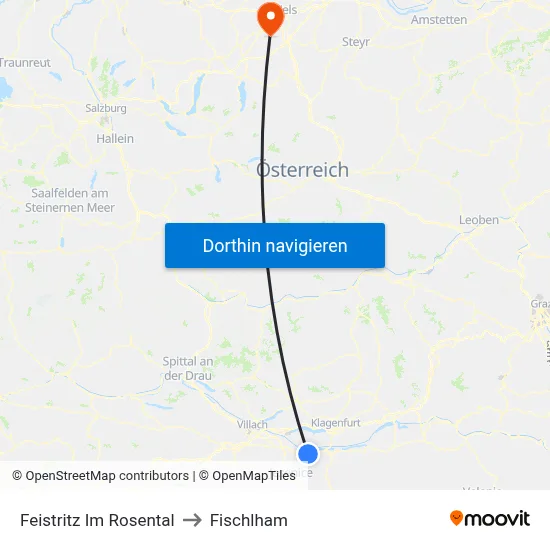 Feistritz Im Rosental to Fischlham map