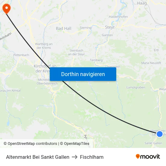 Altenmarkt Bei Sankt Gallen to Fischlham map