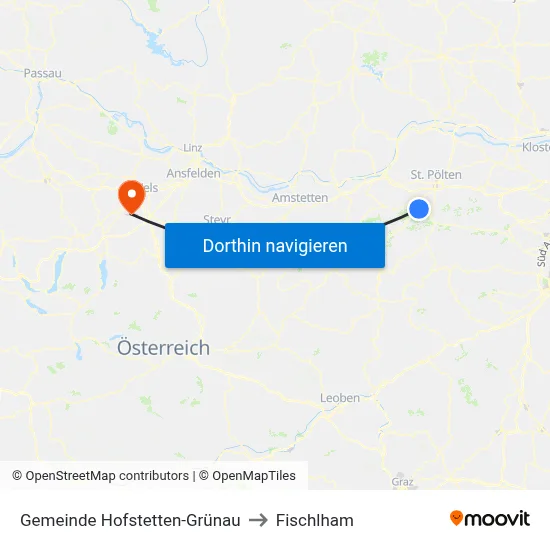 Gemeinde Hofstetten-Grünau to Fischlham map