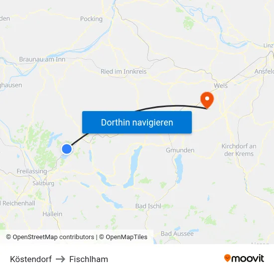Köstendorf to Fischlham map