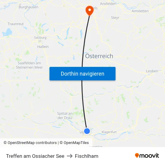 Treffen am Ossiacher See to Fischlham map