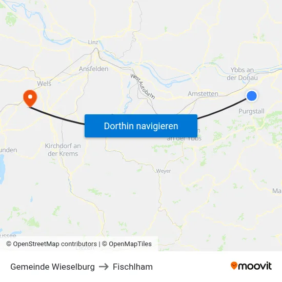 Gemeinde Wieselburg to Fischlham map