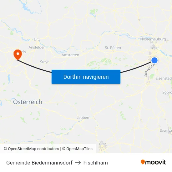 Gemeinde Biedermannsdorf to Fischlham map